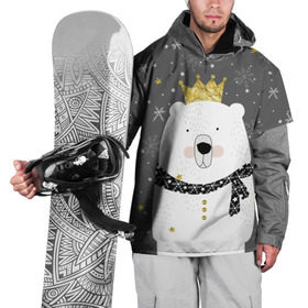 Накидка на куртку 3D с принтом Белый медведь в короне в Курске, 100% полиэстер |  | animal | bear | crown | gold | mountains | scarf | snow | snowflakes | stars | white | winter | белый | горы | животные | звезды | зима | золотая | корона | медведь | снег | снежинки | шарф