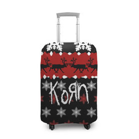 Чехол для чемодана 3D с принтом Праздничный Korn в Курске, 86% полиэфир, 14% спандекс | двустороннее нанесение принта, прорези для ручек и колес | korn | koяn | альтернативный | брайан филипп уэлч | группа | джеймс | джонатан дэвис | знак | корн | коян | красный | манки | метал | надпись | новогодний | новый год | нюметал | праздник