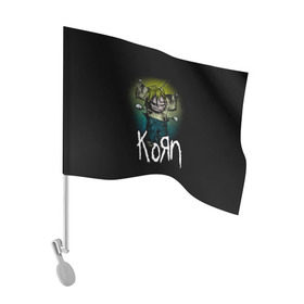Флаг для автомобиля с принтом Korn в Курске, 100% полиэстер | Размер: 30*21 см | korn | koяn | альтернативный | арвизу | гранж | грув | группа | дэвис | корн | коян | лузье | манки | метал | музыка | нюметал | панк | песни | рок | уэлч | филди | филипп | хэд | шаффер