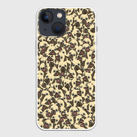 Чехол для iPhone 13 mini с принтом Мопсы в Курске,  |  | Тематика изображения на принте: pug | милота | мопс | паттерн | пес | собака | собачка | текстура
