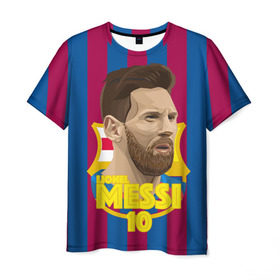 Мужская футболка 3D с принтом Lionel Messi Barcelona в Курске, 100% полиэфир | прямой крой, круглый вырез горловины, длина до линии бедер | barca | barcelona | barsa | barselona | kit | leo | mesi | messi | барса | барселона | лео | лионель | меси | месси