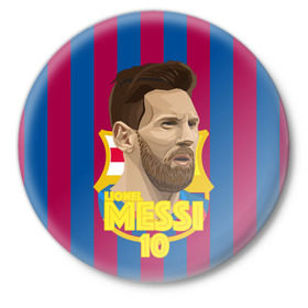 Значок с принтом Lionel Messi Barcelona в Курске,  металл | круглая форма, металлическая застежка в виде булавки | barca | barcelona | barsa | barselona | kit | leo | mesi | messi | барса | барселона | лео | лионель | меси | месси