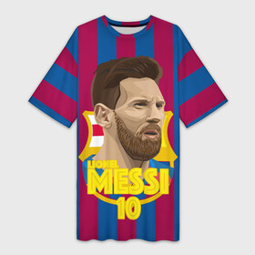 Платье-футболка 3D с принтом Lionel Messi Barcelona в Курске,  |  | barca | barcelona | barsa | barselona | kit | leo | mesi | messi | барса | барселона | лео | лионель | меси | месси