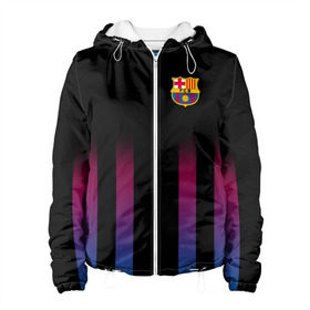 Женская куртка 3D с принтом FC Barcelona Color Line в Курске, ткань верха — 100% полиэстер, подклад — флис | прямой крой, подол и капюшон оформлены резинкой с фиксаторами, два кармана без застежек по бокам, один большой потайной карман на груди. Карман на груди застегивается на липучку | fc barcelona | fcb | барселона | спорт | спортивные | фк | футбол