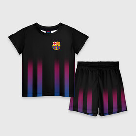 Детский костюм с шортами 3D с принтом FC Barcelona Color Line в Курске,  |  | fc barcelona | fcb | барселона | спорт | спортивные | фк | футбол