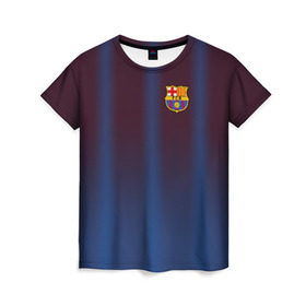 Женская футболка 3D с принтом FC Barcelona Gradient в Курске, 100% полиэфир ( синтетическое хлопкоподобное полотно) | прямой крой, круглый вырез горловины, длина до линии бедер | fc | fc barcelona | fcb | барселона | спорт | спортивные | фк | футбол