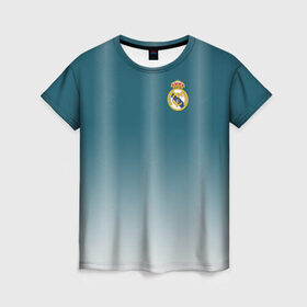 Женская футболка 3D с принтом Real Madrid 2018 Gradient в Курске, 100% полиэфир ( синтетическое хлопкоподобное полотно) | прямой крой, круглый вырез горловины, длина до линии бедер | 