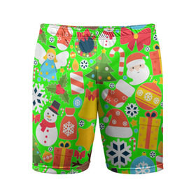 Мужские шорты 3D спортивные с принтом Новогодняя текстура в Курске,  |  | елка | елочные игрушки | зима | подарки | снеговик