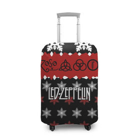Чехол для чемодана 3D с принтом Праздничный Led Zeppelin в Курске, 86% полиэфир, 14% спандекс | двустороннее нанесение принта, прорези для ручек и колес | led zeppelin | блюз | группа | джимми пейдж | джон генри бонэм | джон пол джонс | знак | красный | лед зепелен | лед зеппелин | метал | надпись | новогодний | новый год | праздник | роберт плант | рождество