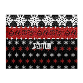 Обложка для студенческого билета с принтом Праздничный Led Zeppelin в Курске, натуральная кожа | Размер: 11*8 см; Печать на всей внешней стороне | led zeppelin | блюз | группа | джимми пейдж | джон генри бонэм | джон пол джонс | знак | красный | лед зепелен | лед зеппелин | метал | надпись | новогодний | новый год | праздник | роберт плант | рождество