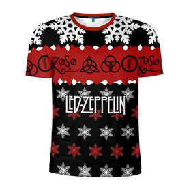 Мужская футболка 3D спортивная с принтом Праздничный Led Zeppelin в Курске, 100% полиэстер с улучшенными характеристиками | приталенный силуэт, круглая горловина, широкие плечи, сужается к линии бедра | led zeppelin | блюз | группа | джимми пейдж | джон генри бонэм | джон пол джонс | знак | красный | лед зепелен | лед зеппелин | метал | надпись | новогодний | новый год | праздник | роберт плант | рождество