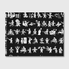 Альбом для рисования с принтом Фоллаут Перки в Курске, 100% бумага
 | матовая бумага, плотность 200 мг. | Тематика изображения на принте: fallout | игра | перки | пип бой | рпг | фаллаут | ядерная война