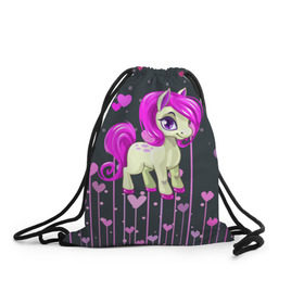 Рюкзак-мешок 3D с принтом Pony в Курске, 100% полиэстер | плотность ткани — 200 г/м2, размер — 35 х 45 см; лямки — толстые шнурки, застежка на шнуровке, без карманов и подкладки | pink | poni | pony | лошадка | лошадь | пони | розовый