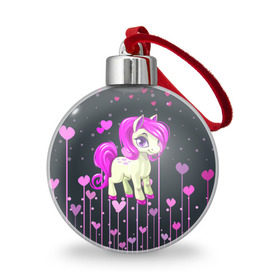 Ёлочный шар с принтом Pony в Курске, Пластик | Диаметр: 77 мм | pink | poni | pony | лошадка | лошадь | пони | розовый