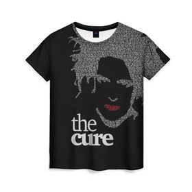 Женская футболка 3D с принтом The Cure в Курске, 100% полиэфир ( синтетическое хлопкоподобное полотно) | прямой крой, круглый вырез горловины, длина до линии бедер | robert smith | rock band | the cure | uk | британия | роберт смит | рок группа