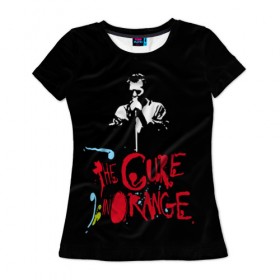 Женская футболка 3D с принтом The Cure в Курске, 100% полиэфир ( синтетическое хлопкоподобное полотно) | прямой крой, круглый вырез горловины, длина до линии бедер | robert smith | rock band | the cure | uk | британия | роберт смит | рок группа