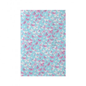 Обложка для паспорта матовая кожа с принтом Розовые бабочки 2 в Курске, натуральная матовая кожа | размер 19,3 х 13,7 см; прозрачные пластиковые крепления | бабочка | лето | розовый | цветок