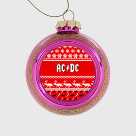 Стеклянный ёлочный шар с принтом Праздничный AC/DC в Курске, Стекло | Диаметр: 80 мм | ac dc | acdc |   снежинки | ангус янг | ас дс | асдс | крис слэйд | новогодний | новый год | рождество | стиви янг | эксл роуз