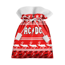 Подарочный 3D мешок с принтом Праздничный AC/DC в Курске, 100% полиэстер | Размер: 29*39 см | ac dc | acdc |   снежинки | ангус янг | ас дс | асдс | крис слэйд | новогодний | новый год | рождество | стиви янг | эксл роуз