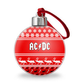 Ёлочный шар с принтом Праздничный AC/DC в Курске, Пластик | Диаметр: 77 мм | Тематика изображения на принте: ac dc | acdc |   снежинки | ангус янг | ас дс | асдс | крис слэйд | новогодний | новый год | рождество | стиви янг | эксл роуз