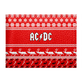 Обложка для студенческого билета с принтом Праздничный AC/DC в Курске, натуральная кожа | Размер: 11*8 см; Печать на всей внешней стороне | ac dc | acdc |   снежинки | ангус янг | ас дс | асдс | крис слэйд | новогодний | новый год | рождество | стиви янг | эксл роуз