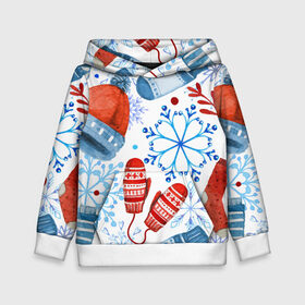 Детская толстовка 3D с принтом Праздника нам приходит в Курске, 100% полиэстер | двухслойный капюшон со шнурком для регулировки, мягкие манжеты на рукавах и по низу толстовки, спереди карман-кенгуру с мягким внутренним слоем | зима | новый год | носок | одежда | снег | узор | шапка