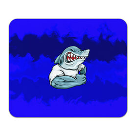 Коврик прямоугольный с принтом aggressive shark в Курске, натуральный каучук | размер 230 х 185 мм; запечатка лицевой стороны | абстракция | акула | краски | синий | темносиний