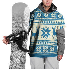 Накидка на куртку 3D с принтом Наш веселый Новый год в Курске, 100% полиэстер |  | новый год | олень | свитер | снег | снежинки | узор