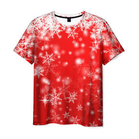 Мужская футболка 3D с принтом Новогоднее чудо 1 в Курске, 100% полиэфир | прямой крой, круглый вырез горловины, длина до линии бедер | Тематика изображения на принте: новый год | снег | снежинки