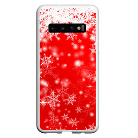 Чехол для Samsung Galaxy S10 с принтом Новогоднее чудо 1 в Курске, Силикон | Область печати: задняя сторона чехла, без боковых панелей | Тематика изображения на принте: новый год | снег | снежинки
