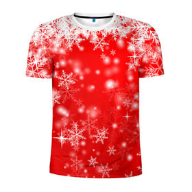 Мужская футболка 3D спортивная с принтом Новогоднее чудо 1 в Курске, 100% полиэстер с улучшенными характеристиками | приталенный силуэт, круглая горловина, широкие плечи, сужается к линии бедра | новый год | снег | снежинки