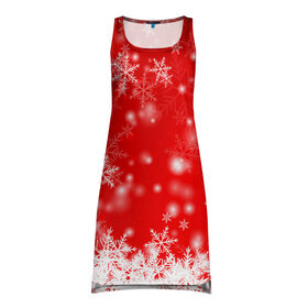 Платье-майка 3D с принтом Новогоднее чудо 2 в Курске, 100% полиэстер | полуприлегающий силуэт, широкие бретели, круглый вырез горловины, удлиненный подол сзади. | новый год | снег | снежинки