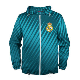 Мужская ветровка 3D с принтом Real Madrid 2018 Sportwear в Курске, 100% полиэстер | подол и капюшон оформлены резинкой с фиксаторами, два кармана без застежек по бокам, один потайной карман на груди | 