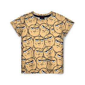 Детская футболка 3D с принтом MEME DETERMINED NOT OKAY в Курске, 100% гипоаллергенный полиэфир | прямой крой, круглый вырез горловины, длина до линии бедер, чуть спущенное плечо, ткань немного тянется | determined not okay | meme | лицо | мем | определённо не всё в порядке