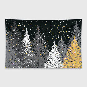 Флаг-баннер с принтом Ёлки в Курске, 100% полиэстер | размер 67 х 109 см, плотность ткани — 95 г/м2; по краям флага есть четыре люверса для крепления | елка | новый год | снег | снежинки