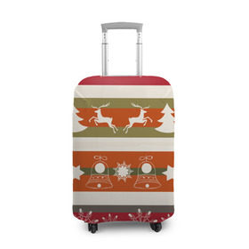 Чехол для чемодана 3D с принтом Новогодняя текстура в Курске, 86% полиэфир, 14% спандекс | двустороннее нанесение принта, прорези для ручек и колес | елка | колокольчик | новый год | олени | снег | снежинки