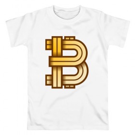 Мужская футболка хлопок с принтом Bitcoin is a new era! в Курске, 100% хлопок | прямой крой, круглый вырез горловины, длина до линии бедер, слегка спущенное плечо. | bitcoin | btc | биткоин