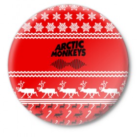 Значок с принтом Arctic Monkeys в Курске,  металл | круглая форма, металлическая застежка в виде булавки | arc | алекс тёрнер | арктик | арктические | гаражный | группа | джейми кук | знак | инди | красный | манкис | мартышки | музыка | надпись | ник о мэлли | новогодний | новый год | обезьяна | постпанк