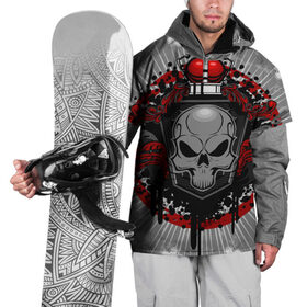 Накидка на куртку 3D с принтом Рыцарь тьмы в Курске, 100% полиэстер |  | ад | брызги | дьявол | красный | монстр | череп