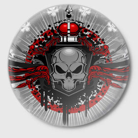 Значок с принтом Рыцарь тьмы в Курске,  металл | круглая форма, металлическая застежка в виде булавки | ад | брызги | дьявол | красный | монстр | череп