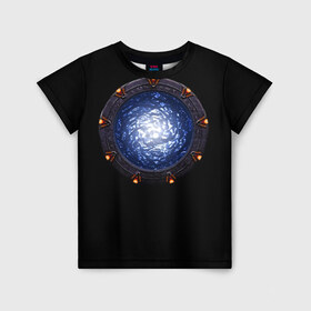 Детская футболка 3D с принтом Stargate в Курске, 100% гипоаллергенный полиэфир | прямой крой, круглый вырез горловины, длина до линии бедер, чуть спущенное плечо, ткань немного тянется | Тематика изображения на принте: sg1 | wormhole | другие миры | зв1 | звёздные врата | кротовая нора | портал | тоннель | червоточина