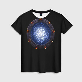 Женская футболка 3D с принтом Stargate в Курске, 100% полиэфир ( синтетическое хлопкоподобное полотно) | прямой крой, круглый вырез горловины, длина до линии бедер | sg1 | wormhole | другие миры | зв1 | звёздные врата | кротовая нора | портал | тоннель | червоточина