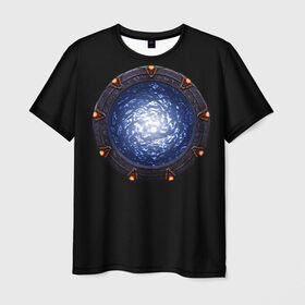 Мужская футболка 3D с принтом Stargate в Курске, 100% полиэфир | прямой крой, круглый вырез горловины, длина до линии бедер | sg1 | wormhole | другие миры | зв1 | звёздные врата | кротовая нора | портал | тоннель | червоточина