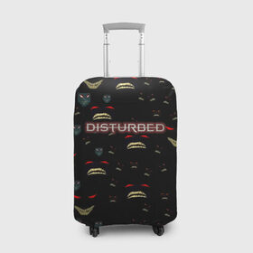 Чехол для чемодана 3D с принтом Disturbed в Курске, 86% полиэфир, 14% спандекс | двустороннее нанесение принта, прорези для ручек и колес | 