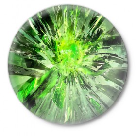 Значок с принтом Кристальная абстракция в Курске,  металл | круглая форма, металлическая застежка в виде булавки | абстракция | геометрия | зеленый | кристаллы | стекло