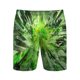 Мужские шорты 3D спортивные с принтом Кристальная абстракция в Курске,  |  | абстракция | геометрия | зеленый | кристаллы | стекло