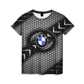 Женская футболка 3D с принтом BMW Carboniferous 2018 в Курске, 100% полиэфир ( синтетическое хлопкоподобное полотно) | прямой крой, круглый вырез горловины, длина до линии бедер | abstraction | carboniferous | карбон | текстуры