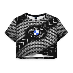 Женская футболка 3D укороченная с принтом BMW Carboniferous 2018 в Курске, 100% полиэстер | круглая горловина, длина футболки до линии талии, рукава с отворотами | abstraction | carboniferous | карбон | текстуры