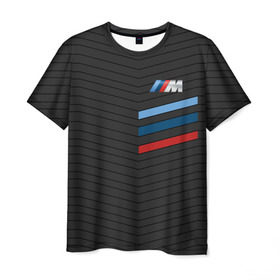 Мужская футболка 3D с принтом BMW Tricolor Sport в Курске, 100% полиэфир | прямой крой, круглый вырез горловины, длина до линии бедер | Тематика изображения на принте: bmw | автомобильные | бмв | машины