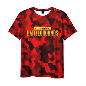 Мужская футболка 3D с принтом PUBG Red Military в Курске, 100% полиэфир | прямой крой, круглый вырез горловины, длина до линии бедер | Тематика изображения на принте: battle royal | playerunknowns battlegrounds | pubg | пабг | пубг